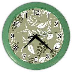 Folk Flowers Print Floral Pattern Ethnic Art Color Wall Clock by Eskimos