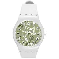 Folk Flowers Print Floral Pattern Ethnic Art Round Plastic Sport Watch (m) by Eskimos