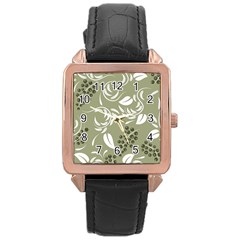 Folk Flowers Print Floral Pattern Ethnic Art Rose Gold Leather Watch  by Eskimos