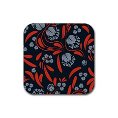 Folk Flowers Print Floral Pattern Ethnic Art Rubber Coaster (square) by Eskimos