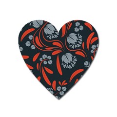 Folk Flowers Print Floral Pattern Ethnic Art Heart Magnet by Eskimos