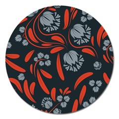 Folk Flowers Print Floral Pattern Ethnic Art Magnet 5  (round) by Eskimos