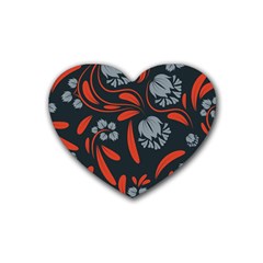 Folk Flowers Print Floral Pattern Ethnic Art Rubber Coaster (heart) by Eskimos