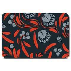 Folk Flowers Print Floral Pattern Ethnic Art Large Doormat  by Eskimos