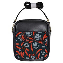 Folk Flowers Print Floral Pattern Ethnic Art Girls Sling Bag by Eskimos