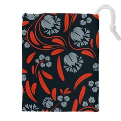 Folk Flowers Print Floral Pattern Ethnic Art Drawstring Pouch (4xl) by Eskimos