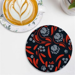 Folk Flowers Print Floral Pattern Ethnic Art Uv Print Round Tile Coaster