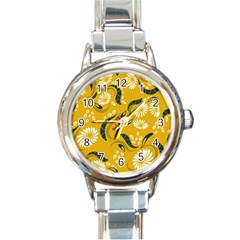 Folk Flowers Print Floral Pattern Ethnic Art Round Italian Charm Watch by Eskimos