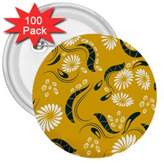 Folk Flowers Print Floral Pattern Ethnic Art 3  Buttons (100 Pack)  by Eskimos