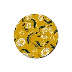 Folk Flowers Print Floral Pattern Ethnic Art Rubber Coaster (round) by Eskimos