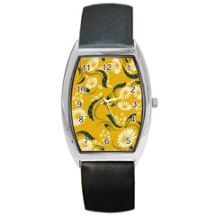 Folk Flowers Print Floral Pattern Ethnic Art Barrel Style Metal Watch by Eskimos