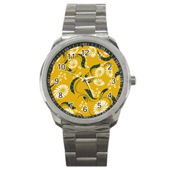 Folk Flowers Print Floral Pattern Ethnic Art Sport Metal Watch by Eskimos