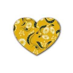 Folk Flowers Print Floral Pattern Ethnic Art Rubber Coaster (heart) by Eskimos