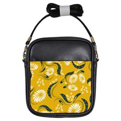 Folk Flowers Print Floral Pattern Ethnic Art Girls Sling Bag by Eskimos