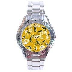 Folk Flowers Print Floral Pattern Ethnic Art Stainless Steel Analogue Watch by Eskimos