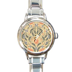 Folk Flowers Print Floral Pattern Ethnic Art Round Italian Charm Watch by Eskimos