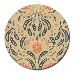 Folk Flowers Print Floral Pattern Ethnic Art Round Mousepads by Eskimos