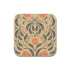 Folk flowers print Floral pattern Ethnic art Rubber Square Coaster (4 pack)