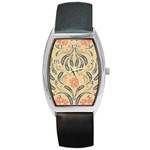 Folk flowers print Floral pattern Ethnic art Barrel Style Metal Watch Front