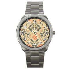 Folk flowers print Floral pattern Ethnic art Sport Metal Watch