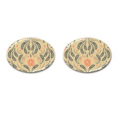 Folk flowers print Floral pattern Ethnic art Cufflinks (Oval)