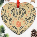 Folk flowers print Floral pattern Ethnic art Heart Ornament (Two Sides) Front