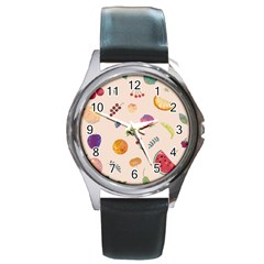 Summer Fruit Round Metal Watch by SychEva