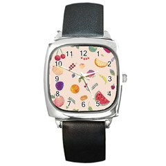 Summer Fruit Square Metal Watch by SychEva