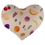 Summer Fruit Large 19  Premium Heart Shape Cushions Back