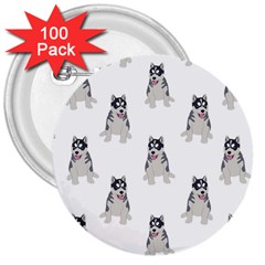 Cute Husky Puppies 3  Buttons (100 Pack) 