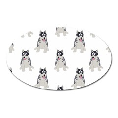 Cute Husky Puppies Oval Magnet