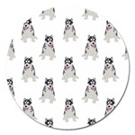 Cute Husky Puppies Magnet 5  (Round) Front