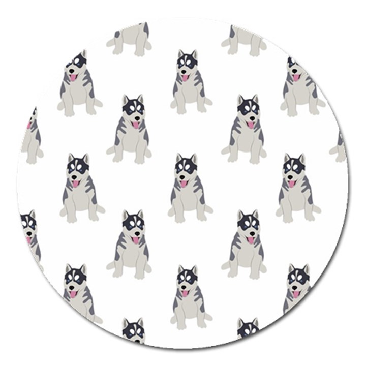 Cute Husky Puppies Magnet 5  (Round)