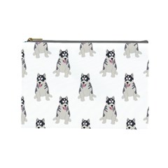 Cute Husky Puppies Cosmetic Bag (large)