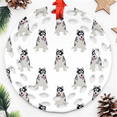 Cute Husky Puppies Ornament (round Filigree) by SychEva