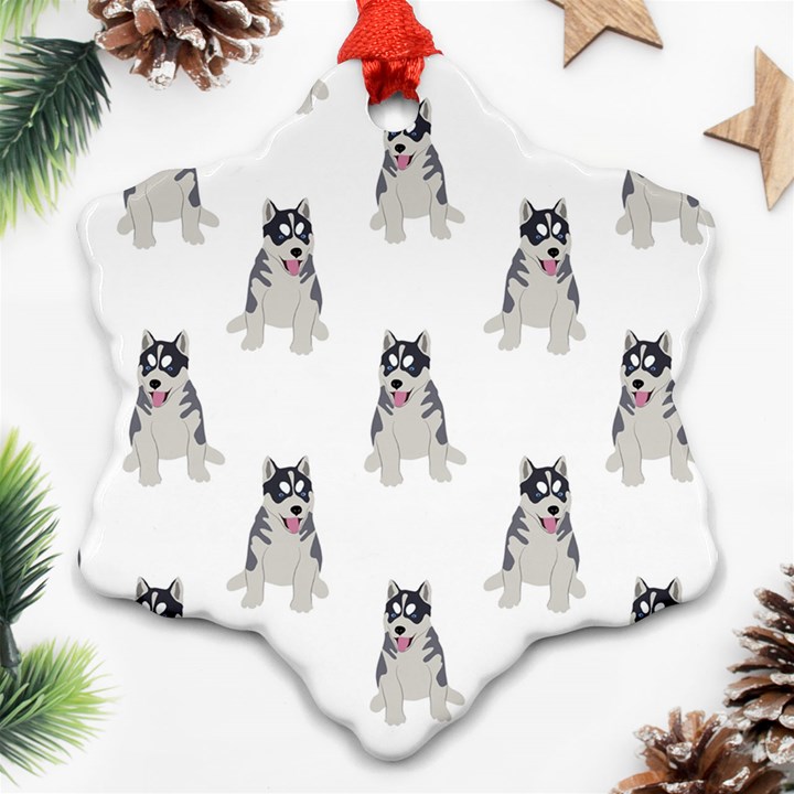 Cute Husky Puppies Ornament (Snowflake)