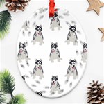 Cute Husky Puppies Ornament (Oval Filigree) Front