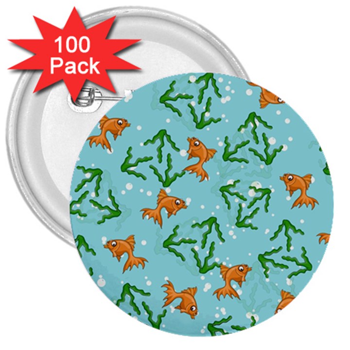 Gold Fish 3  Buttons (100 pack) 