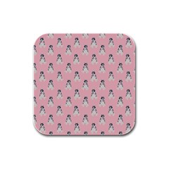 Cute Husky Rubber Square Coaster (4 Pack) by SychEva