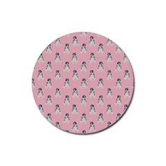 Cute Husky Rubber Round Coaster (4 Pack) by SychEva