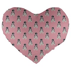 Cute Husky Large 19  Premium Flano Heart Shape Cushions by SychEva