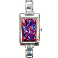 Painted Feathers Rectangle Italian Charm Watch by kaleidomarblingart