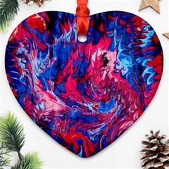 Painted Feathers Ornament (heart) by kaleidomarblingart