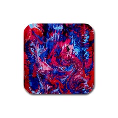 Painted Feathers Rubber Square Coaster (4 Pack) by kaleidomarblingart