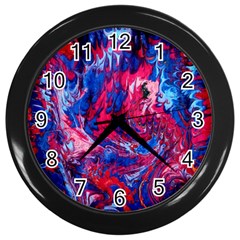 Painted Feathers Wall Clock (black) by kaleidomarblingart