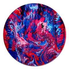 Painted Feathers Magnet 5  (round) by kaleidomarblingart