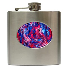 Painted Feathers Hip Flask (6 Oz) by kaleidomarblingart