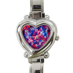 Painted Feathers Heart Italian Charm Watch by kaleidomarblingart