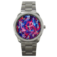 Painted Feathers Sport Metal Watch by kaleidomarblingart