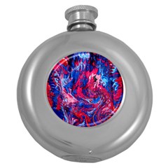 Painted Feathers Round Hip Flask (5 Oz) by kaleidomarblingart